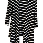 Susan Graver Striped Cotton Modal 3/4 Sleeve Oversized Cardigan Black White XS Photo 0