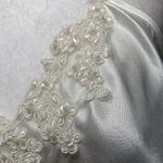 Ivory Satin Beaded Gown Slip Dress Womens XL Bridal Lingerie Romantic Bow Photo 4