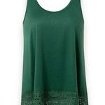 Women's Green Round‎ Neck Relaxed Fit Sleeveless Tunic Lace Trim Small | GUC Photo 0