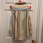 Time and Tru Womens Cotton Gauze Striped Sleeveless Collared Button Up Shirt L White Size L Photo 4