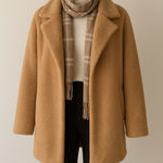 Kate & Sam Camel Teddy CabinCore Coat Chic Cozy Faux Shearling Jacket (Large) Tan Photo 0