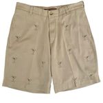Vintage Berle High Waist Khaki Shorts With Martinis Embroidered All Over Size 36 Tan Photo 0