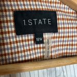 1. State  Women's Rust Brown Gray Houndstooth Open Front Blazer Jacket 18W Photo 1