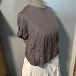 ZARA charcoal gray k crewneck short sleeve sheer slightly cropped sweater Photo 2