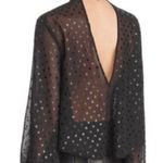 Show Me Your Mumu Black Olsen Bell Sleeve Metallic Polka Dot Blouse Photo 1