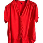 United Colors Of Benetton Womens Short Sleeve Blouse Size Medium Bright Pink Photo 0