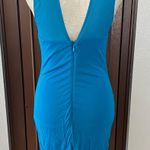 Bebe Blue Sheer Yoke Sleeveless Bodycon Midi Dress Photo 4
