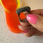 Elegant Silver and mother of pearl marchasite Ring Size 8 Photo 2