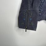 American Vintage Vintage Y2K 2000s retro Dark blue denim jacket with embroidered flowers Photo 3