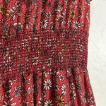 Chris & Carol  Brick Red Floral Smocked Maxi Dress Short Sleeve Size Small Photo 6