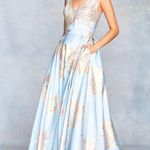 Blush Prom  Clarisse Deep‎ V-neck Brocade A-line Formal Dress
Size 4 Photo 0