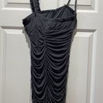 XOXO juniors One-Shoulder Ruched Gray Mini Dress Size L Party Cocktail Photo 1