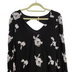 Free People  Black Floral Embroidered Austin Mini Dress Sz S Photo 2
