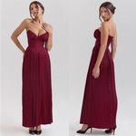 House Of CB L D-DD 'Marcella' Berry pleated georgette maxi dress NWOT Photo 3