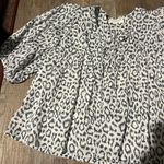 India Collection Emerson Fry Puff Isla Charcoal Leopard Print Cotton Blouse Gray Size XS Photo 4
