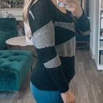 Lovestitch Black and Grey Mohair and Wool Abstract Striped Pullover Sweater S Photo 3