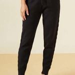 Monrow Supersoft Sweater Knit Color Block Sweats Size Small Tapered Braided $158 Black Photo 0