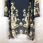 WHITE MARK 3/4 Sleeve Asymmetrical Black Printed Tunic NWT 1XL Size 1X Photo 4
