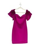 Jewel Badgley Mischka Rosette Mini Dress Pink Off The Shoulder Size 2 Cocktail Photo 2