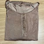 POL Tan Long Sleeve Casual Distressed Tee T Shirt L Photo 2