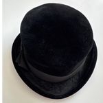 Vintage 50's French Black Velvet Cocktail Hat with Ribbon band retro veil style Photo 7