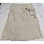 Antonio Melani Linen Blend Cream Knee Length Lined Half Wrap Skirt W/Bow Size 14 Photo 0