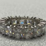 Sterling Silver 925 Princess Cut Sparkling CZ Eternity Wedding Band Ring 10.25 Photo 3