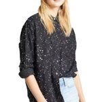 Madewell Oversized Ex-Boyfriend Black White Stars Button Up Shirt Photo 0