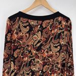 Vintage Y2K Mirasol Top Womens Large Black Acetate Fall Paisley Floral Print Photo 9