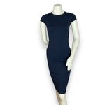 Felicity & Coco Pencil Dress Bodycon Back‎ Zipper Short Sleeves Navy Blue Small Photo 2