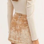 Free People Dust to Dust Crushed Velvet Skirt in Creamy Tan Photo 1