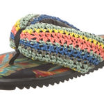 Farm Rio  Black Banana Puffy Fluffy Crochet Flip Flop Sandals Size‎ 9 NWOT Photo 0