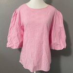 Simply Southern pink eyelet lace elbow length puff sleeve top blouse shirt Large Photo 0