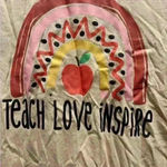 Teach Love Inspire Graphic Tee Teacher Shirt Orange Photo 1