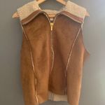 Michael Kors tan suede Sherpa teddy zip up vest Photo 5