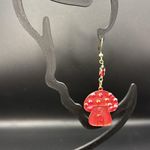 Red & Orange Cottage Mushroom Earrings with Gold Accents Photo 2