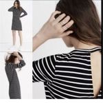 Madewell New  Black Striped Keyhole Long Sleeve‎ Mini Quality Dress - size M Photo 1