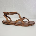 MNG Women's Sandals 36 Brown Leather Barefoot Ankle‎ Strap Slip Photo 2