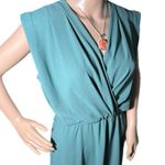 ZARA Dress Green Slit Midi Pleated Sleeveless Beachy Boho Party Sz S 4/6 No Belt Photo 2
