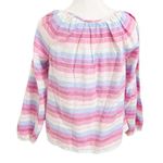 J.Crew  NWT Striped Peasant Blouse Women’s Size XS Pink Boho Tassel Tie Chic Photo 7