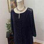 Dana Buchman Women's  XL 3/4 Elastic Sleeve Medium Navy Blue Lace Front Photo 4