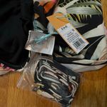 Kona Sol  Womens Small 4 6 Orange Black Tropical Floral Hawaii Strapless Swim Top Photo 5