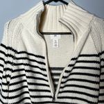 H&M Nautical Black Cream Striped Knit Half Zip Pullover Sweater Size XL Photo 2