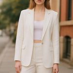 Abercrombie & Fitch NWOT  One Button Tailored Suit Blazer Small Relax Fit ecru Photo 1