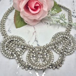 None Silver Tone Crystal Statement Necklace Large Links Runway 20" Prom Clubwear Photo 0
