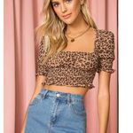 superdown Lexi Smocked Cheetah Animal Print Top Size M Photo 0