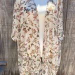 Wild Jasmine Cream Floral Kimono Duster Size 3X Tan Photo 1