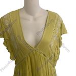 Free People  Falling Water Embroidered Tunic Top Citron Flutter Sleeves Women M Photo 3