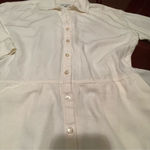 Free Assembly cream linen blend shorts romper jumpsuit belt button front Sz S Photo 5