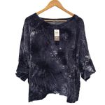 Pure Jill Tie Dye Velvet Oversized Relaxed Fit Short Sleeve Top XL Black Photo 2